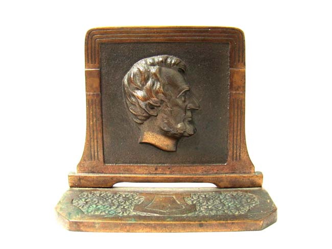 A pair of Antique Bookends by Judd Mfg. circa 1926 featuring the profile of Lincoln